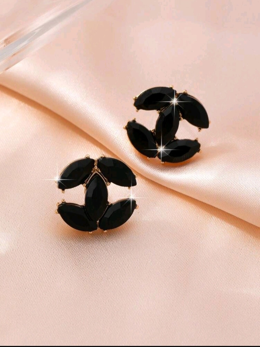 Fashion nspired Black Crystal Stud Earrings and Charm Bracelet Set - Picture 10 of 12